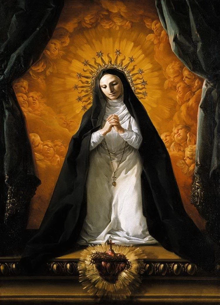 Santa Margherita Maria Alacoque contemplando il Sacro Cuore di Gesù